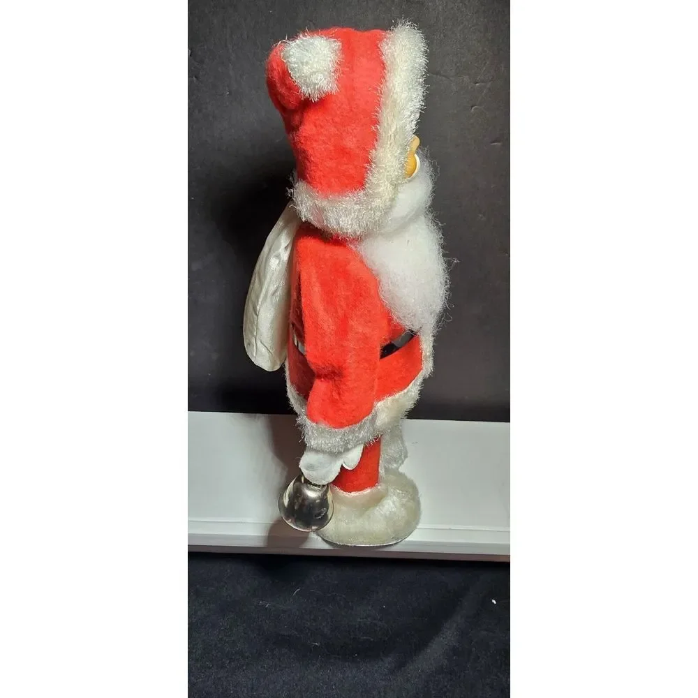 Vintage Santa Claus Christmas Rings Bell Wind Up Mechanical Works Sack Japan 10